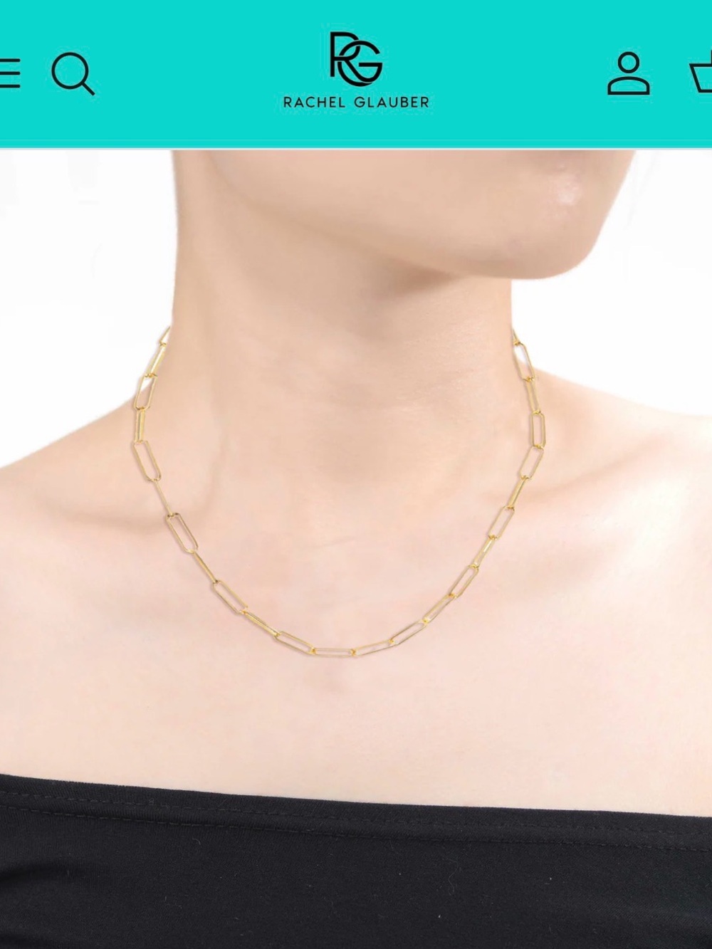 NEW Rachel Glauber 14K Gold Plated Paperclip Link Chain Necklace by Genevive